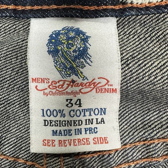 Ed Hardy Embroidered Tigers Baggy Skater Jean Shorts Lot 2008 Men’s Size 34 Y2K - Picture 7 of 11